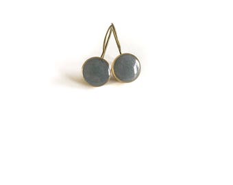 Gray shimmer/gold drop earrings • dangle earrings, drop earrings