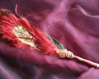 Hand painted Gypsy Feather Quill - Feather Pen with changeable nib