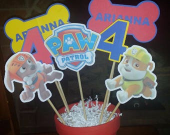 Paw Patrol Character Centerpiece Cut Out on a Stick (Customizable Options)