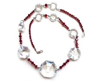 Vintage Chandelier Crystal and Swarovski Crystal Beaded Necklace