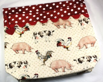 MORE2LUV Polka Dot Barnyard Cross Stitch Embroidery Project Bag
