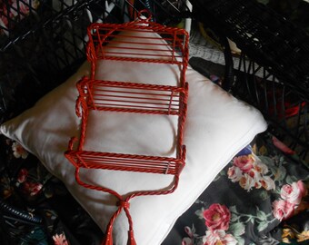 Boho Hollywood regency vintage orange metal shelves