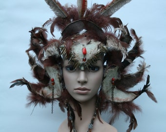 Custom feathered headdress