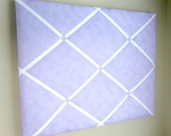 16"x20" French Memory Board, Bow Holder, Bow Board, Ribbon Board, Vision Board, Photograph Organizer, Lavender Polka Dot Memory Board