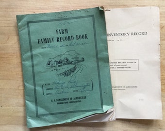Blank Farm Family Record Book Vintage Paperback Ledger plus 5 Year Inventory Record