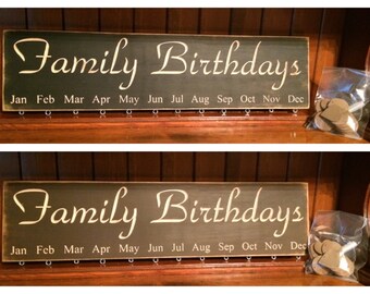 Custom Carved Wooden Sign - "Family Birthdays - BIRTHDAY BOARD" - 24"x6"