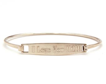 Vintage Bracelet James Avery Sterling Engraved I Love You Mom, Gift Mothers Day Present, Vintage James Avery Hook On Bracelet Small Wrist