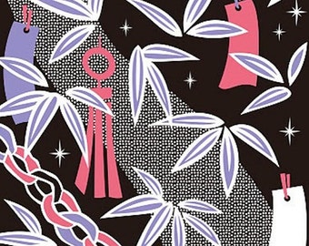 Small Size Cotton 'Tanabata Wishes' Furoshiki Japanese Fabric w/Free Insured Shipping