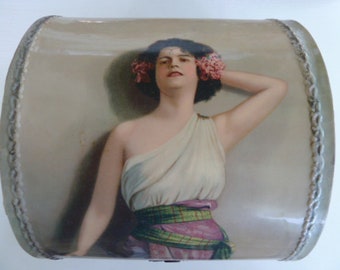 1900's Victorian Celluloid collar box, dresser box, Vanity box