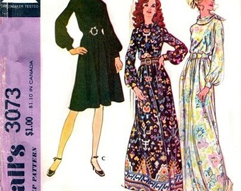 McCall's 3073 Dreamy High Necked Dress & Slip 1971 / SZ10 UNCUT