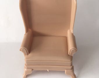 Marx Dollhouse Furniture Marxie Mansion Miniature Beige Highback Chair 1:16