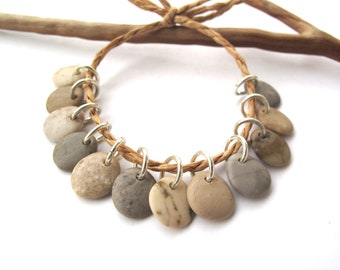 River Stone Charms Top Drilled Rock Beads Mediterranean Beach Stone Beads Diy Jewelry Natural Stone Pairs SMALL EARTHY MIX 11 mm