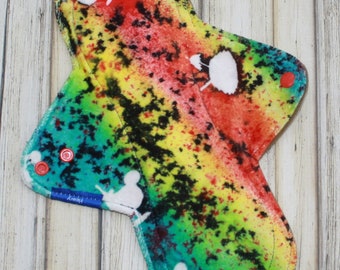 11" heavy cloth pad, overnight cloth pad, hand dyed pad, incontinence pad, made by mothers