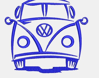 VW Volkswagen Bus Van Embroidery Design - Instant Download Filled Stitches Embroidery Design 882
