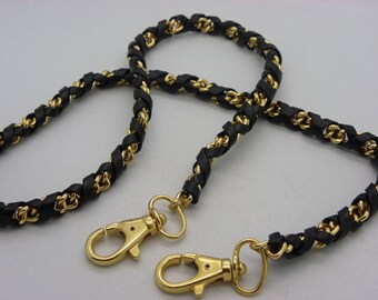 1 sheathed leather string could 74 cm to 10 mm black gold handles