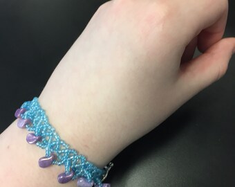 Blue and Purple Beaded Bracelet
