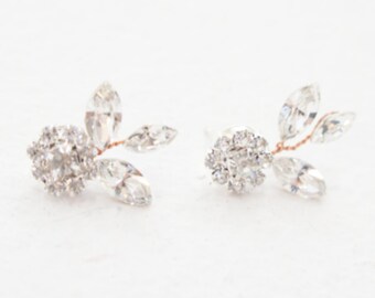 Crystal Earrings, Crystal Cluster Earrings, Cluster Earrings, Large Stud Earrings, Crystal FlowerEarrings, Rhinestone Earrings, Earrings