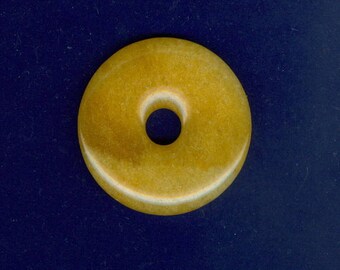 Yellow Aragonite Donut, 40mm Yellow Aragonite Gemstone PI Donut Pendant Focal Bead 251B