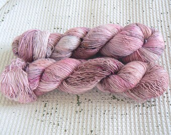 Tiggywinkle - Hand Dyed Speckled Yarn - Single Ply - 100% Superwash Merino - Pink Brown Grey