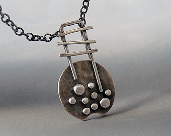 Sterling silver necklace. Silver necklace. Sterling silver pendant. Granulated pendant. Oxidized necklace. Handcrafted. MADE TO ORDER.