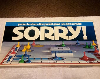 VINTAGE SORRY 1972 Board Game Parker Brothers Complete