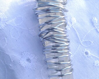 Stone rock crystal point pendant