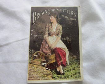 C 1885 Antique Victorian Trade Card Brown's Iron Bitters Mrs Langtry The Jersey Lily