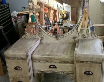 Refinished vintage antique bedroom vanity