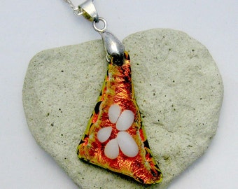 Fused Dichroic Glass Pendant - Daisy Flower Pendant