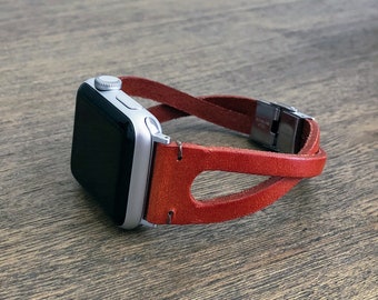 The Iris Infinity Leather Apple Watch Band 38mm or 42mm | Handmade Strap | Brown Genuine Leather | Series 1, 2, 3 | Vintage
