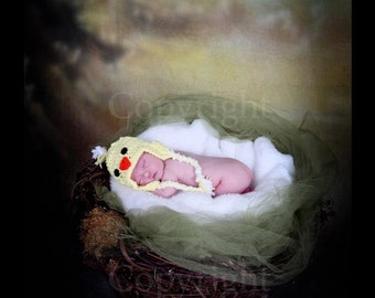 Baby Eater Hat, Baby Chick Hat, Newborn Chick Hat, Newborn PHOTO PROP, Bird Hat, Easter Hat, Yellow Chick Hat, Crochet Hat, Newborn Hat