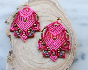 Bohemian Style Earrings, Gypsy Earrings, Tribal Earrings,Macrame Earrings.