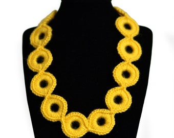 Sunflower Yellow Crochet Necklace