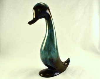 Blue Mountain Pottery Duck - Turquoise Green Drip Glaze on Red Clay - Crying Duck - Canada Pottery