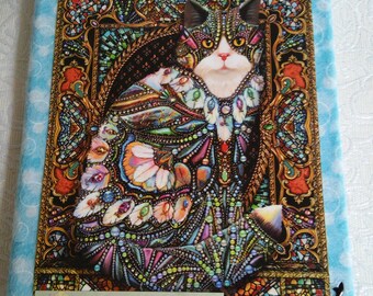 Fabric covered journal with unique cat