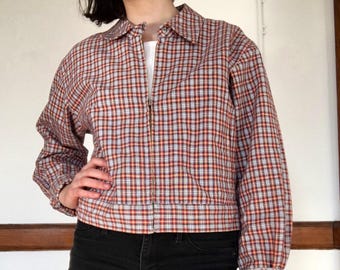 90's gap plaid zip up jacket
