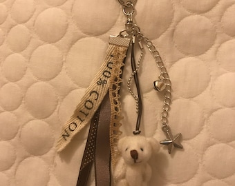 Beige Teddy bear keychain
