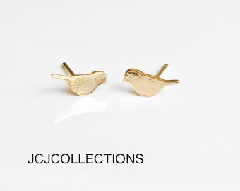 Tiny Bird Stud Gold Earrings