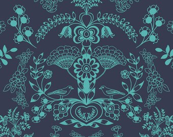 Floralism in Deep Sea (MO-4804) - Modernology by Patricia Bravo - Art Gallery Fabrics - By the Yard