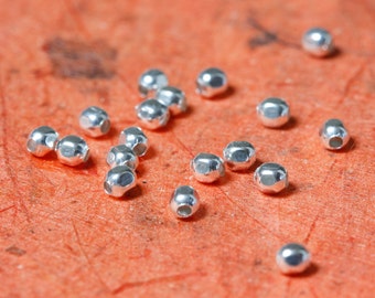 Sterling Silver Spacer Beads Faceted Square 2mm - Select Pack Size