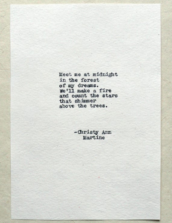 Love Poetry - Romantic Quotes Wall Art Decor - Meet Me at Midnight Poem by Christy Ann Martine
