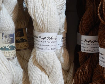 Alpaca Yarn White Worsted Weight 3 Ply 150 yard Skein Knit, Weave, Crochet Supplies Baby Alpaca Handmade