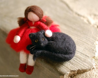 Girl and cat tale, wool, Waldorf inspired