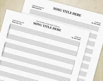 Music Staff Bar Charts Printable PDF, Manuscript Paper, Staves, Sheet Music - Editable Custom Templates, Digital File - INSTANT DOWNLOAD