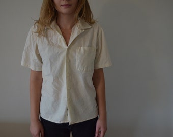 cream linen button up shirt