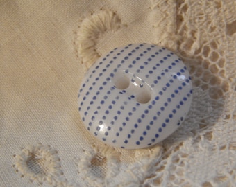 White China Two Hole with Pattern 27 - Antique Button with Blue Color