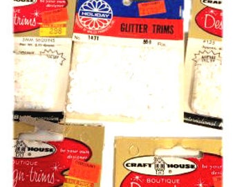 6 Boxes of Vintage White Iridescent Sequins