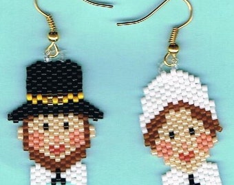 Hand Beaded Pilgrims earrings