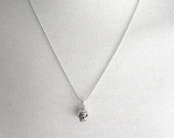 Sterling Silver Skull Necklace, Skull Pendant, Skull Jewelry, Skeleton Necklace, Charm Necklace, Sterling Silver Jewelry, Halloween Jewelry