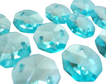 50 Light Aqua 14mm Octagon Chandelier Crystals Beads